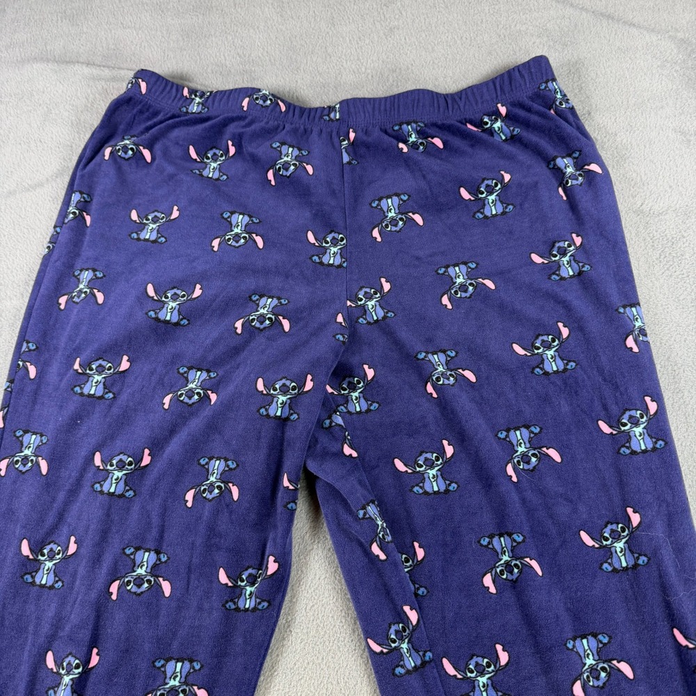 Disney Lilo & Stitch Purple Fleece Pajama Pants Sleepwear Large 12-14 LZ41916SA - Picture 2 of 5